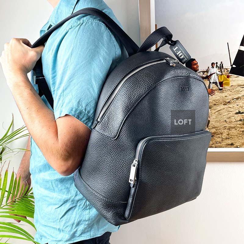 Hugo Boss mochila de cuero