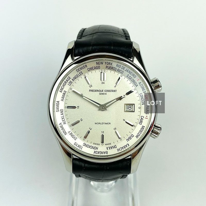 Frederique Constant Worldtimer Silver Dial Quartz 42 mm