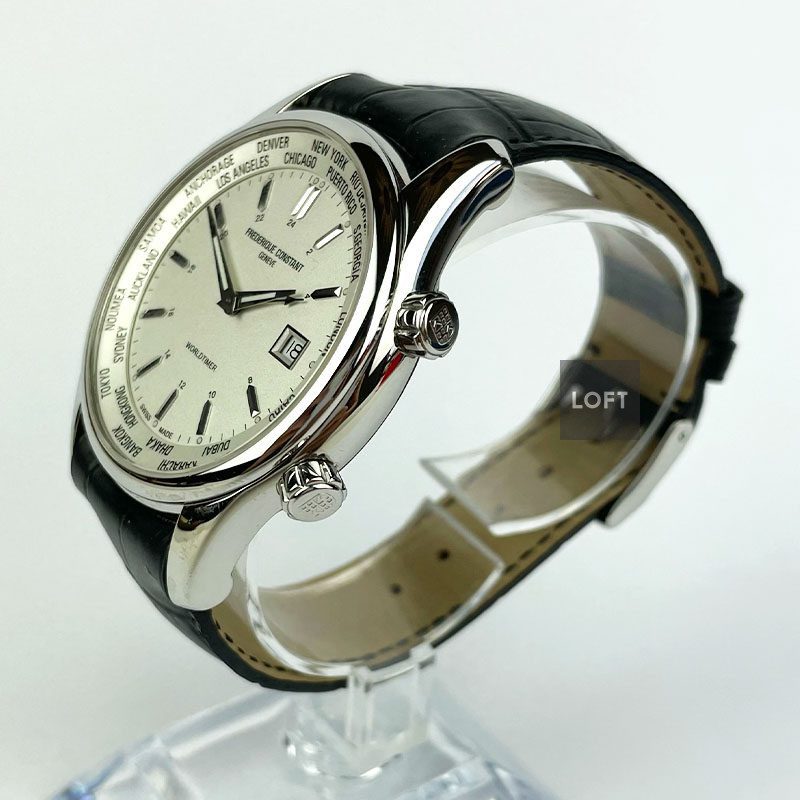 Frederique Constant Worldtimer Silver Dial Quartz 42 mm