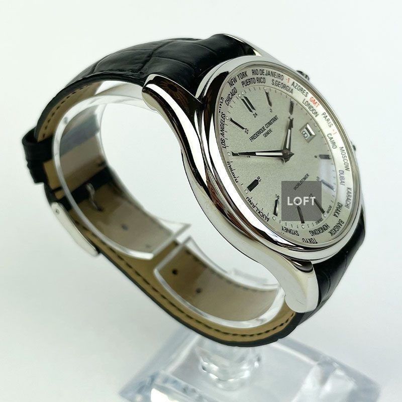 Frederique Constant Worldtimer Silver Dial Quartz 42 mm