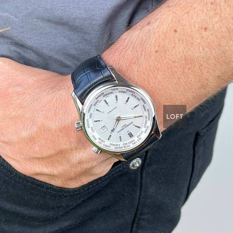 Frederique Constant Worldtimer Silver Dial Quartz 42 mm