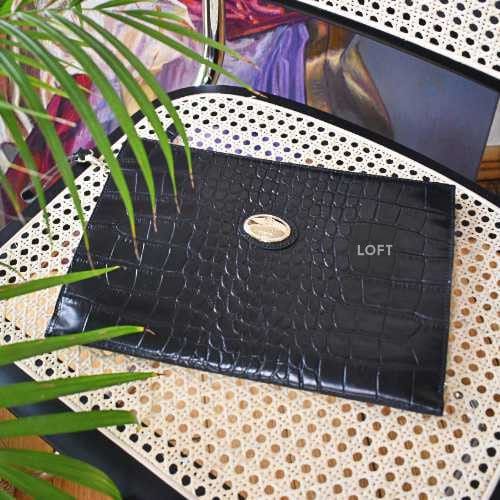 Roberto Cavalli Clutch Grande Cuero Negro