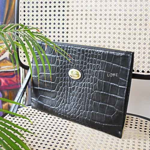 Roberto Cavalli Clutch Grande Cuero Negro