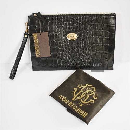 Roberto Cavalli Clutch Grande Cuero Negro