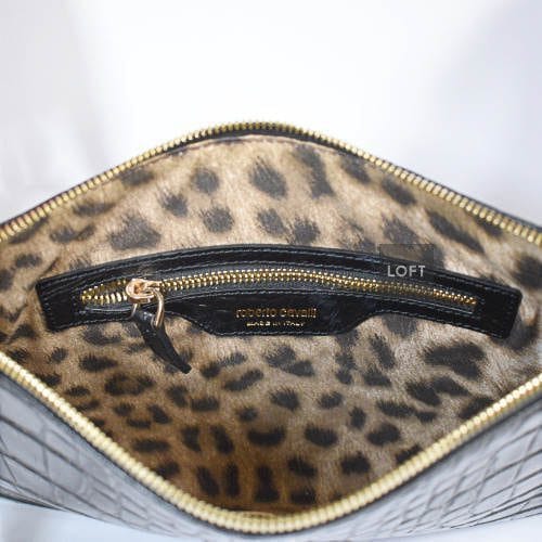 Roberto Cavalli Clutch Grande Cuero Negro