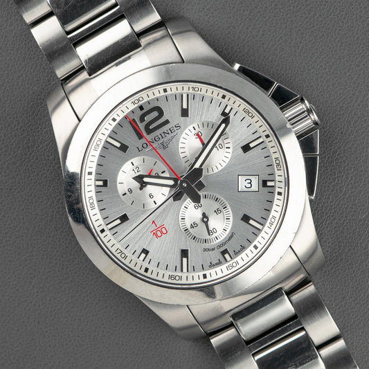 Longines Conquest Chronograph "1/100th" Silver Dial 41mm