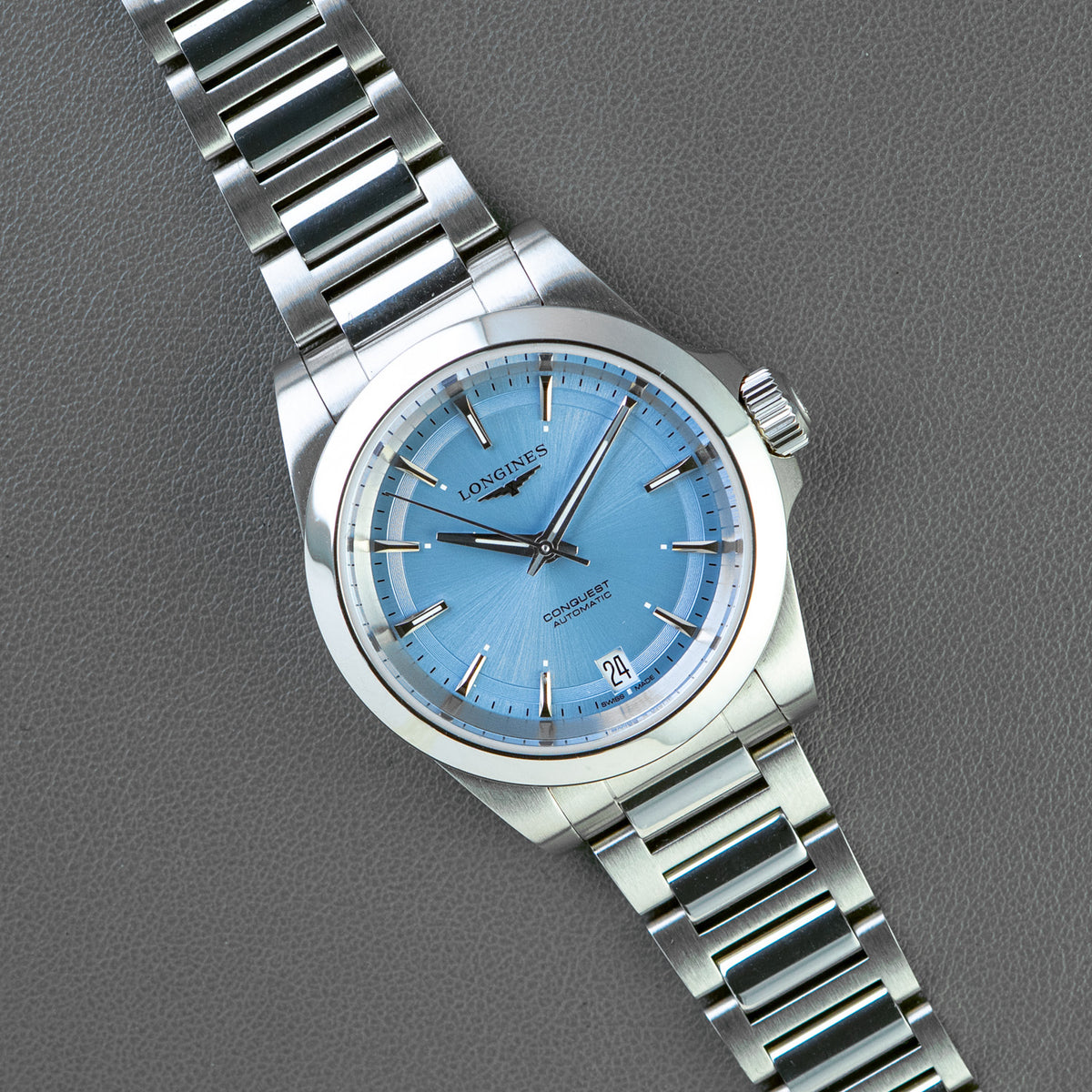 Longines Conquest Automatic Lavender Dial 34mm