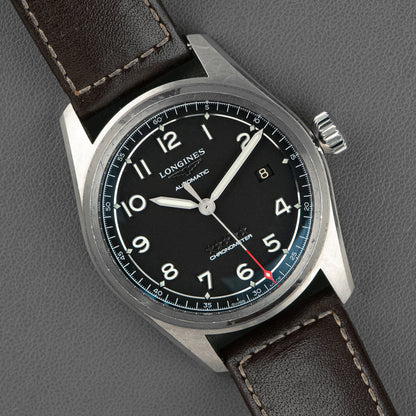 Longines Spirit Automatic Black Dial Brown Strap 40mm