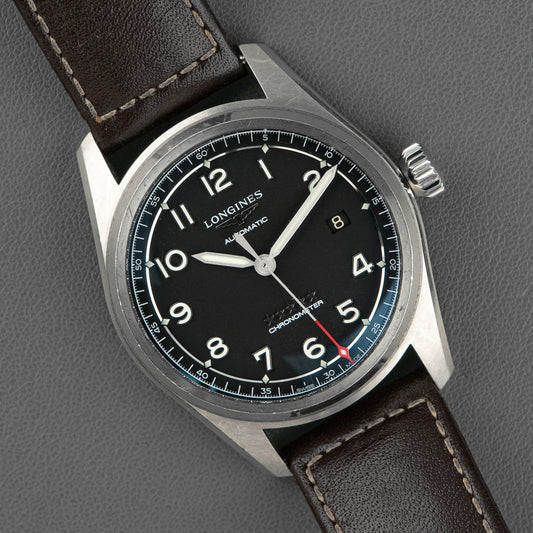 Longines Spirit Automatic Black Dial Brown Strap 40mm