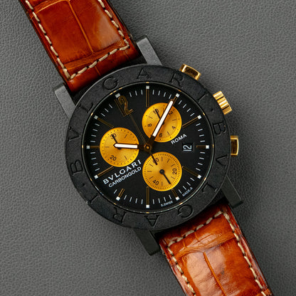 Bulgari Bvlgari Carbon Gold Chronograph Black Dial 38mm