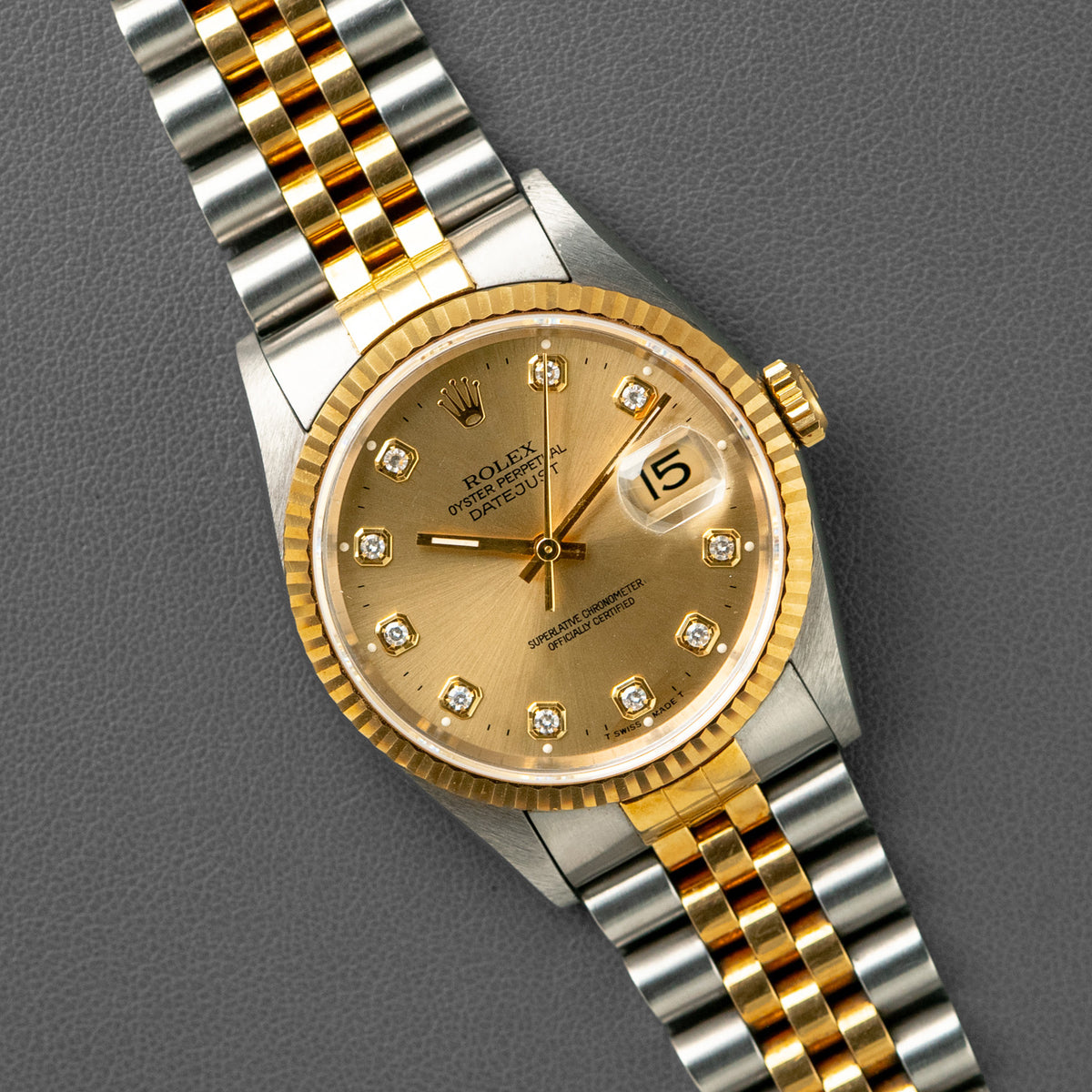 Rolex Datejust 16233 Two-Tone Champagne Diamond Dial 36mm