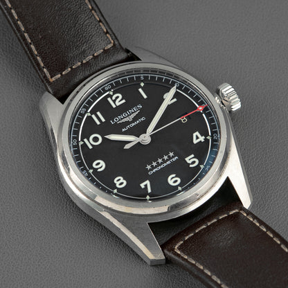 Longines Spirit Automatic Black Dial Brown Strap 40mm