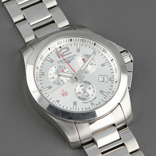 Longines Conquest Chronograph "1/100th" Silver Dial 41mm