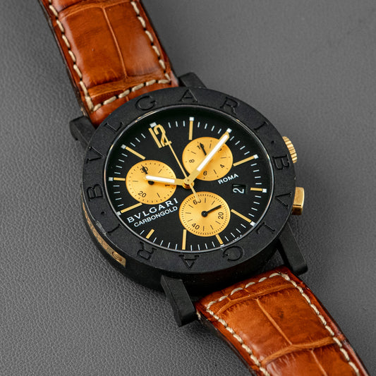 Bulgari Bvlgari Carbon Gold Chronograph Black Dial 38mm