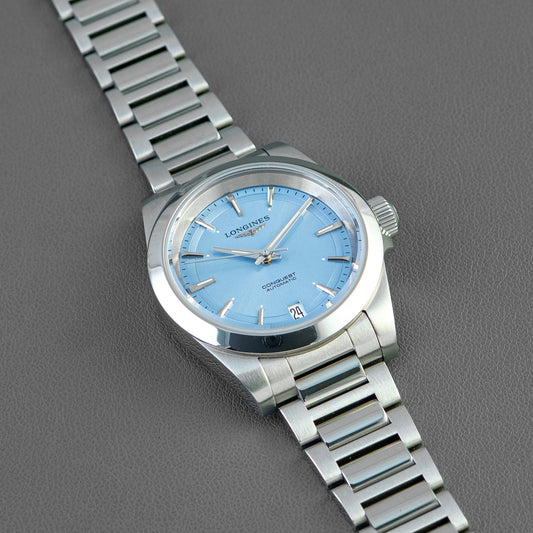 Longines Conquest Automatic Lavender Dial 34mm