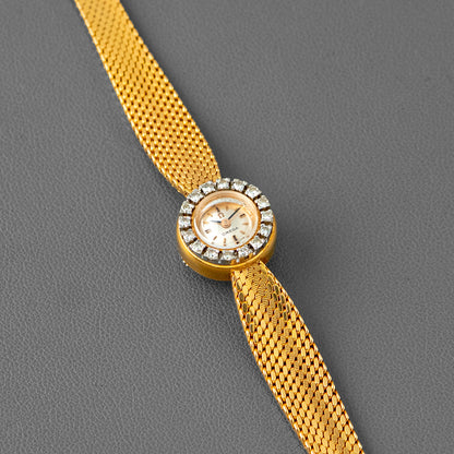 Omega Vintage Ladies Diamond Bezel Champagne Dial 18mm