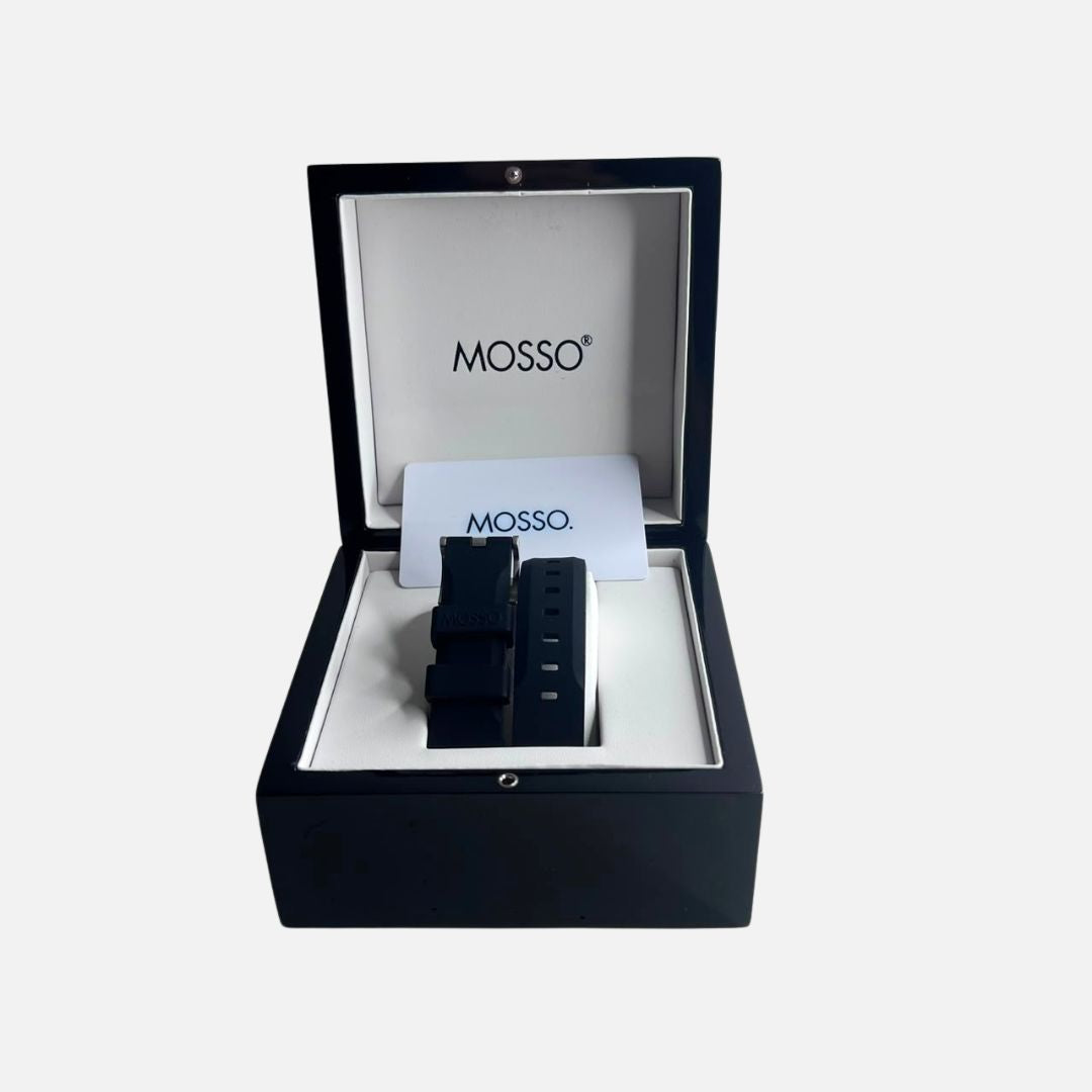 Mosso Sport Black Dial Blue Bezel Rubber 43mm