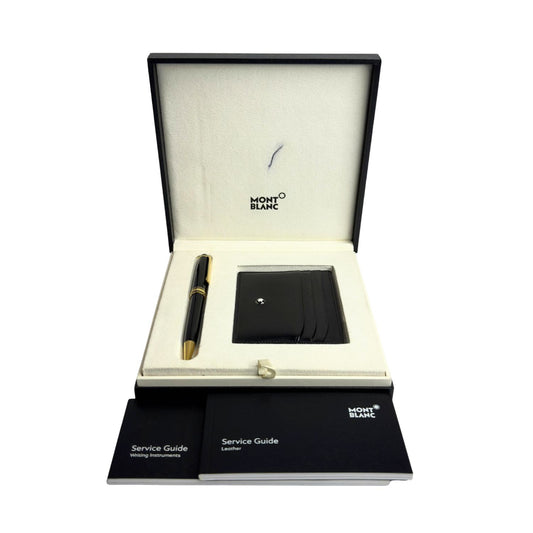 Montblanc Set Meistertruck Classique Gold Ballpoint Pen + Pocket Holder