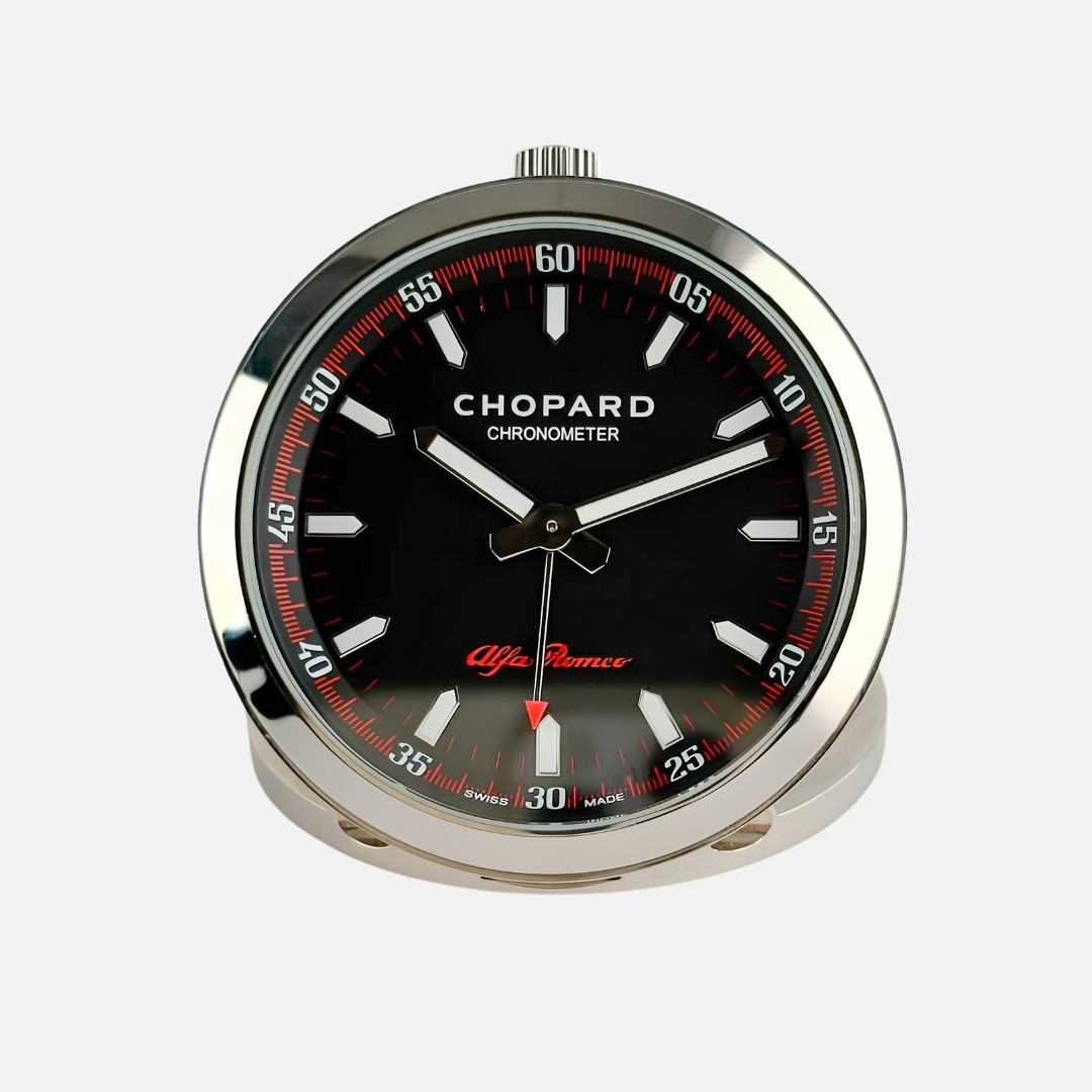 Chopard for Alfa Romeo Table Clock Black Dial 85mm 94104-0453