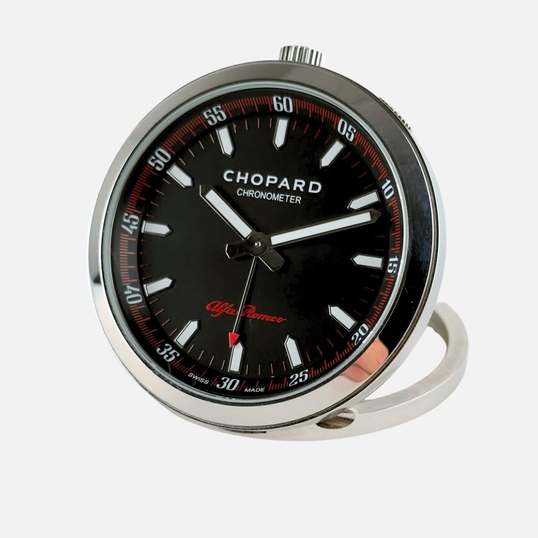 Chopard for Alfa Romeo Table Clock Black Dial 85mm 94104-0453