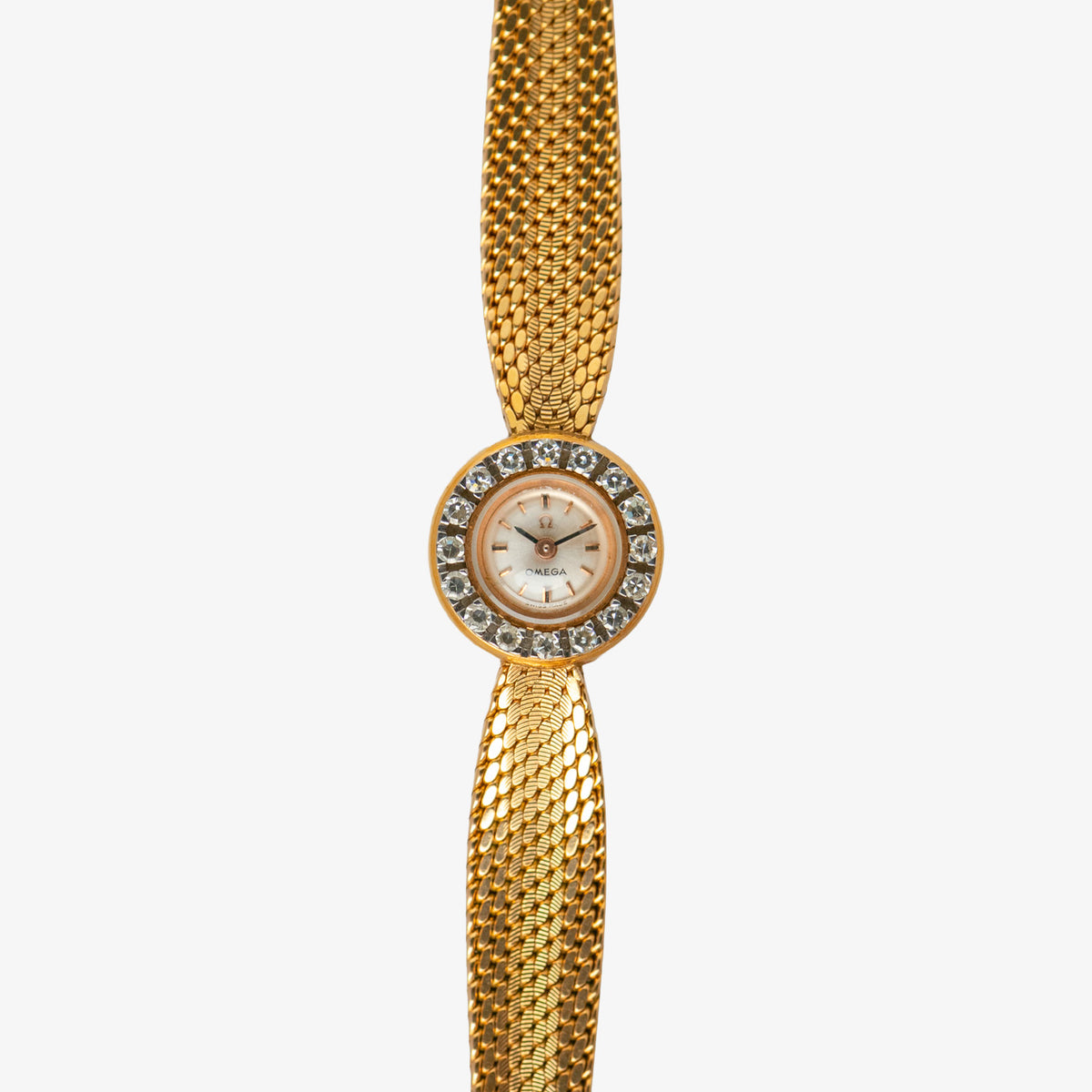 Omega Vintage Ladies Diamond Bezel Champagne Dial 18mm