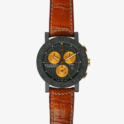 Bulgari Bvlgari Carbon Gold Chronograph Black Dial 38mm