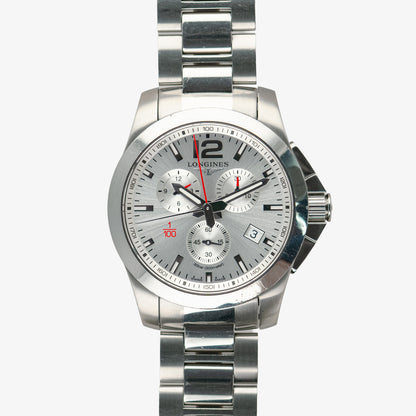 Longines Conquest Chronograph "1/100th" Silver Dial 41mm