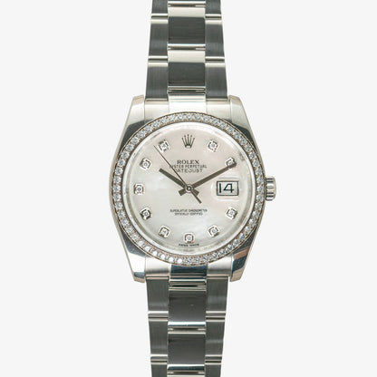 Rolex Datejust Mother of Pearl Diamond Dial & Bezel 116244 36mm