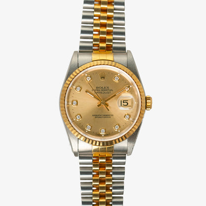Rolex Datejust 16233 Two-Tone Champagne Diamond Dial 36mm