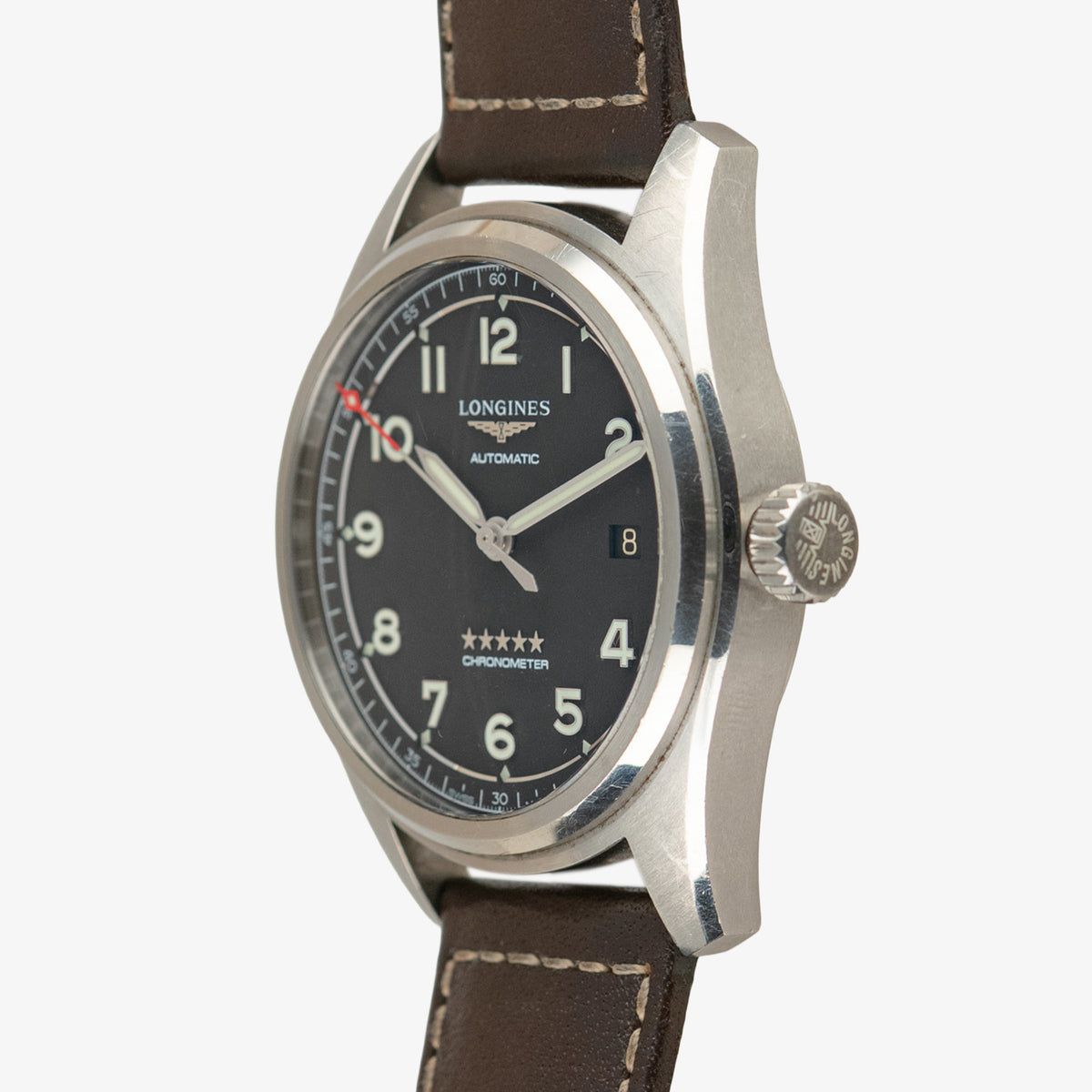 Longines Spirit Automatic Black Dial Brown Strap 40mm