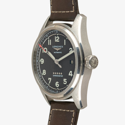 Longines Spirit Automatic Black Dial Brown Strap 40mm