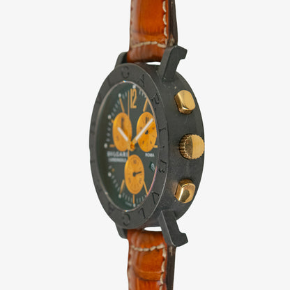 Bulgari Bvlgari Carbon Gold Chronograph Black Dial 38mm