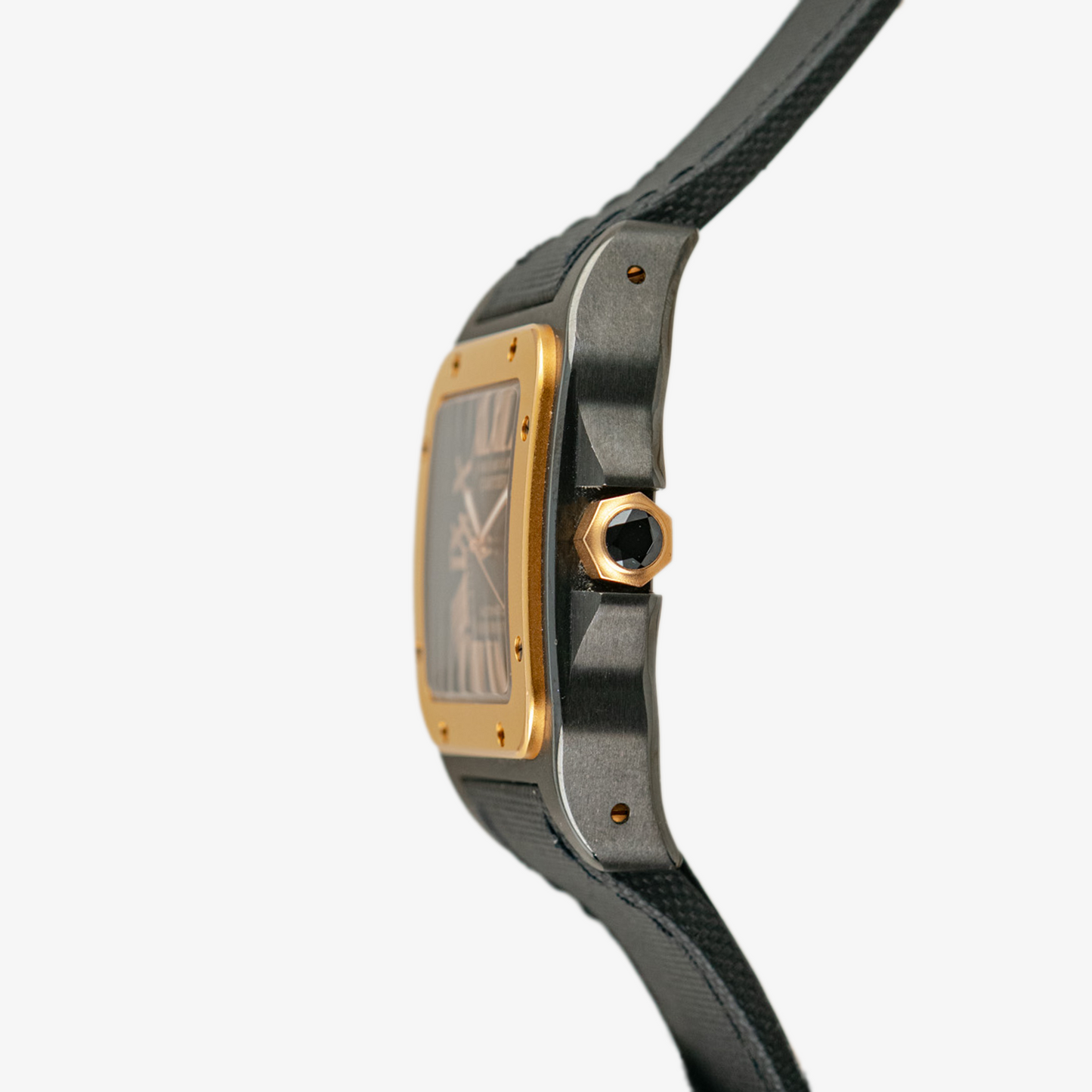 Cartier Santos 100 Black Dial Automatic Golden Bezel 38mm