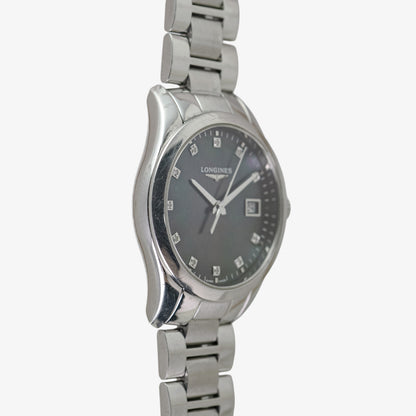 Longines Conquest Classic Black Mother of Pearl Diamond Dial 34mm