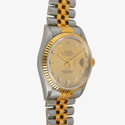 Rolex Datejust 16233 Two-Tone Champagne Diamond Dial 36mm