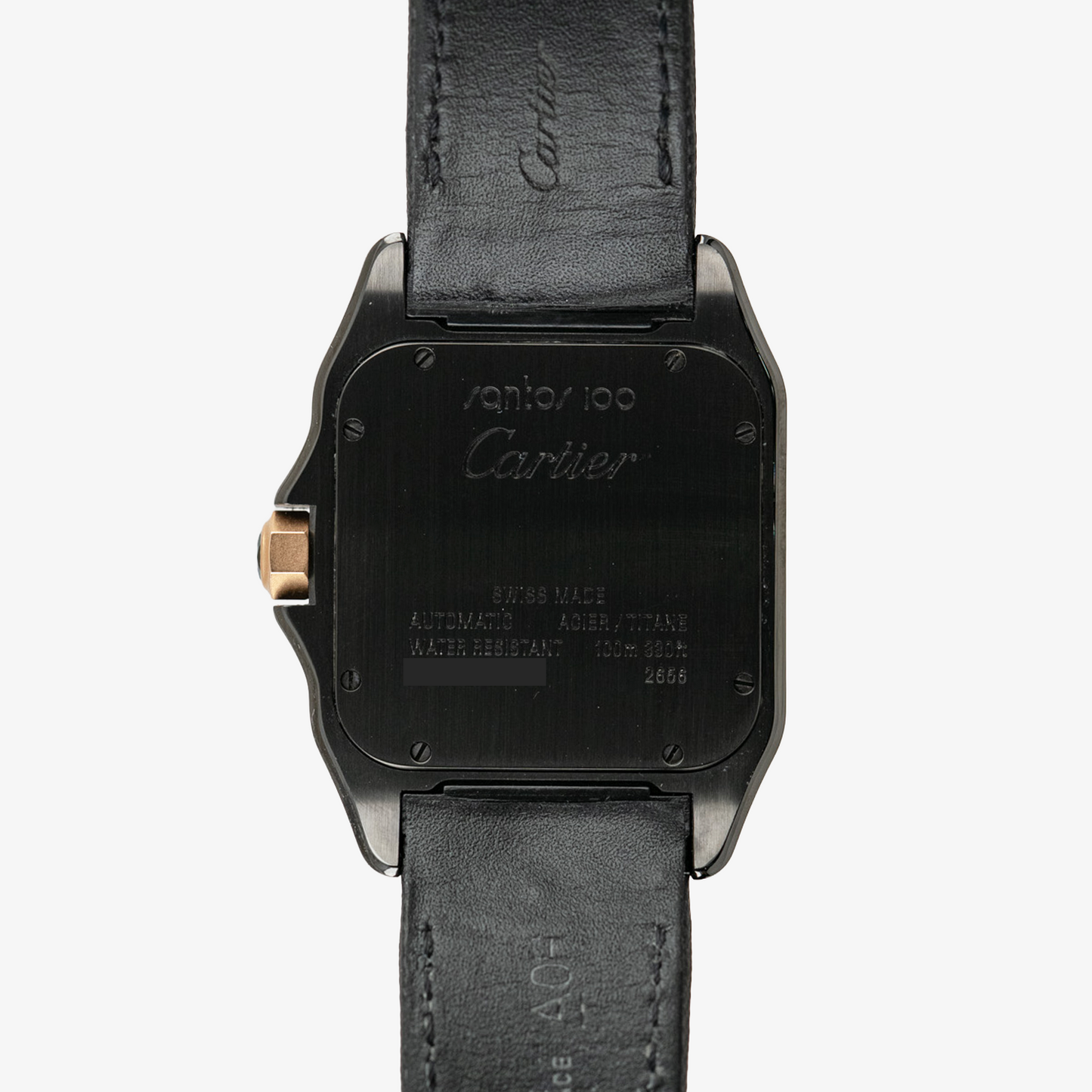 Cartier Santos 100 Black Dial Automatic Golden Bezel 38mm