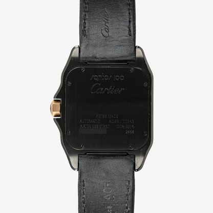 Cartier Santos 100 Black Dial Automatic Golden Bezel 38mm