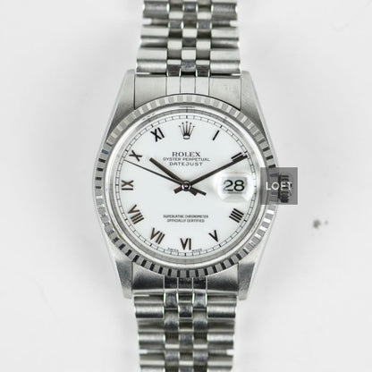 Rolex Datejust 36 Ref. 16220 White Roman Jubilee