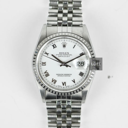 Rolex Datejust 36 Ref. 16220 White Roman Jubilee