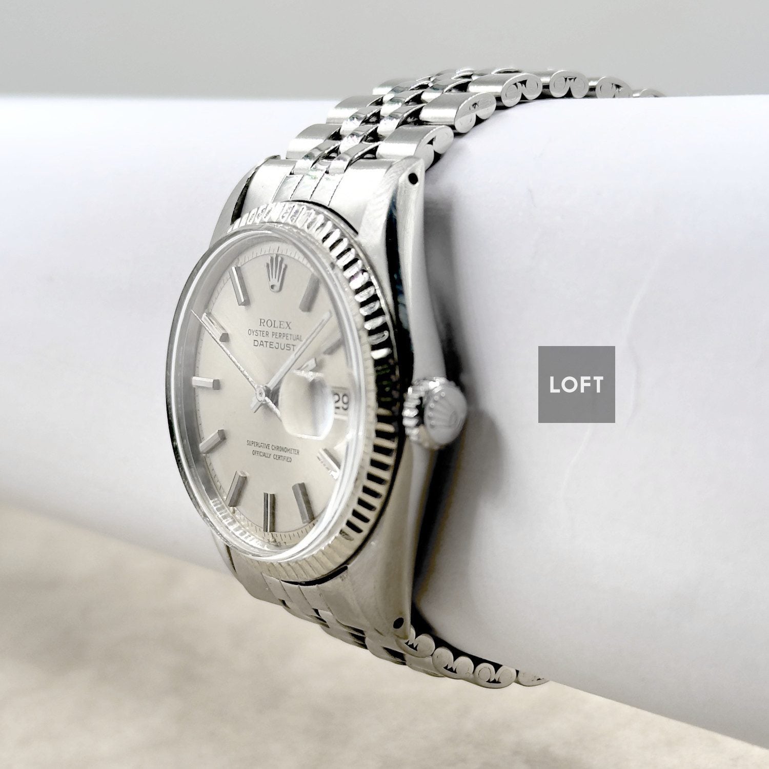Rolex Datejust 1601 Acero y Oro blanco Bisel estriado 36 mm
