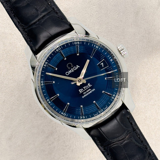 Omega De Ville Hour Vision Blue Dial White Gold Hands 41 mm