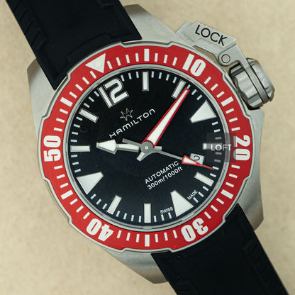Hamilton Khaki Navy Frogman Auto Red Bezel 42 mm