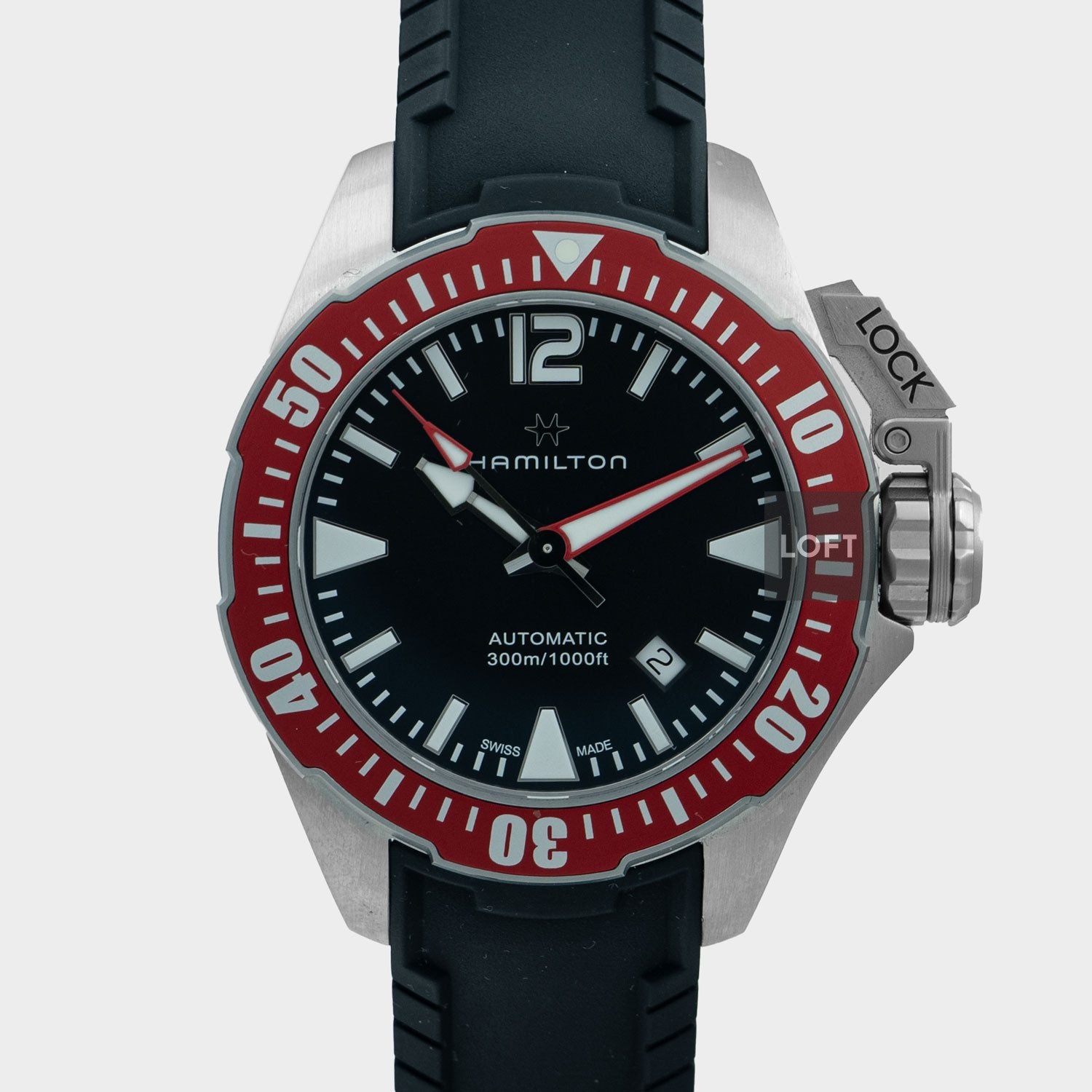 Hamilton Khaki Navy Frogman Auto Red Bezel 42 mm