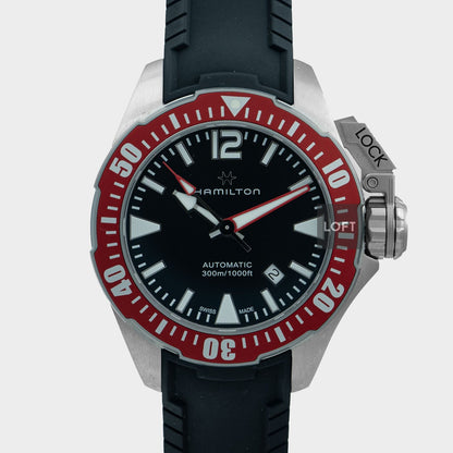 Hamilton Khaki Navy Frogman Auto Red Bezel 42 mm