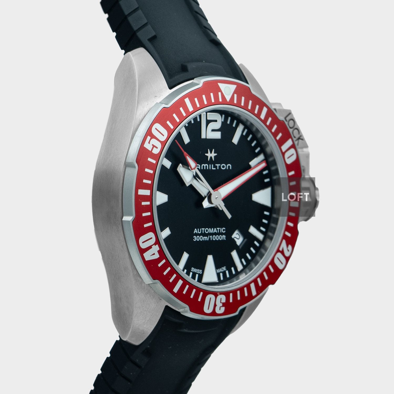 Hamilton Khaki Navy Frogman Auto Red Bezel 42 mm