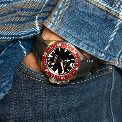 Hamilton Khaki Navy Frogman Auto Red Bezel 42 mm