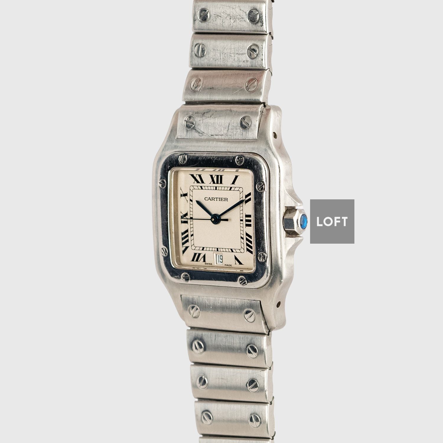 Cartier Santos Galbée Quartz Silver Dial Date 29 mm