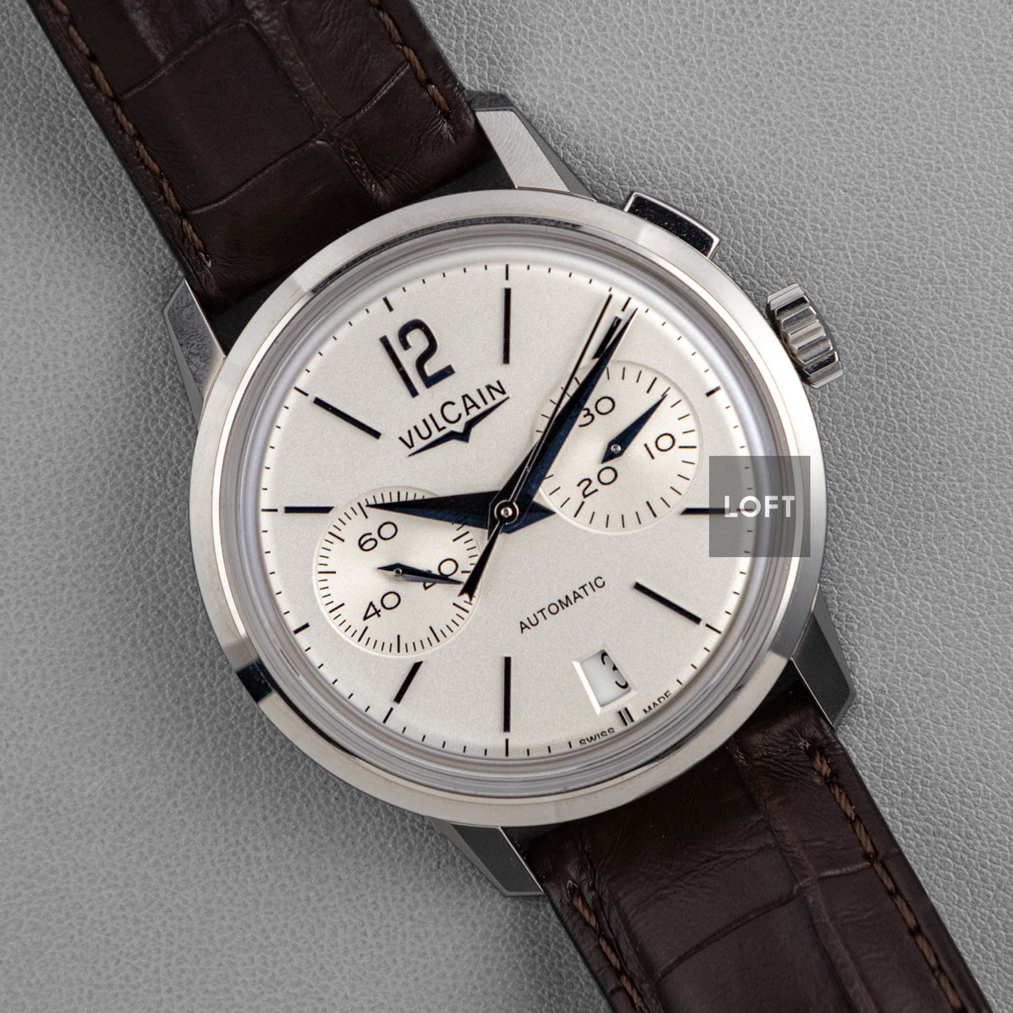 Vulcain 50s Presidents Chronograph Silver Dial 42 mm