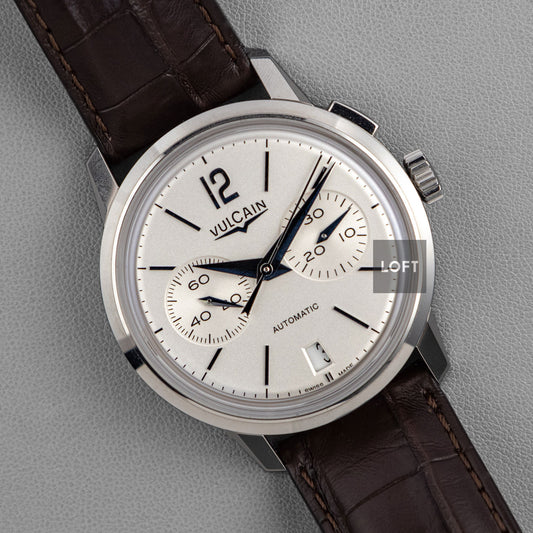 Vulcain 50s Presidents Chronograph Silver Dial 42 mm