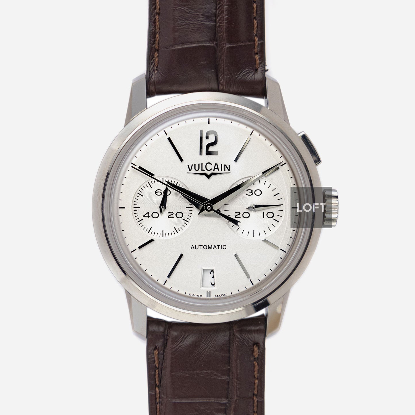 Vulcain 50s Presidents Chronograph Silver Dial 42 mm